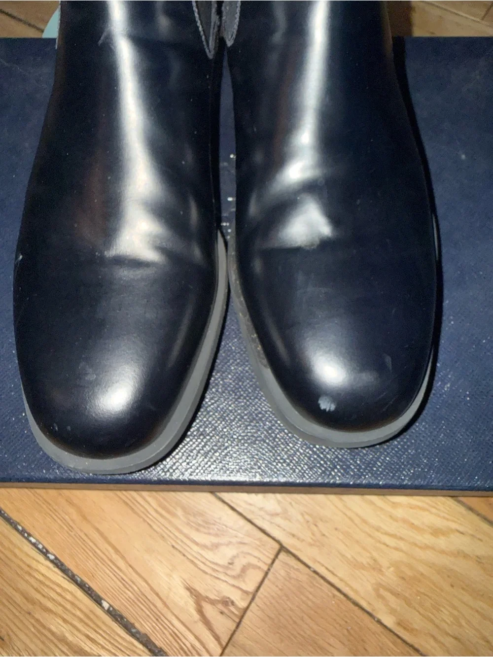 Prada Black Leather Chelsea Chukka Boots